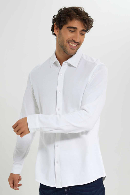 Redtag-White-Pique-Shirt-Category:Shirts,-Colour:White,-Deals:New-In,-Filter:Men's-Clothing,-Men-Shirts,-New-In-Men-APL,-Non-Sale,-Section:Men,-W22A-Men's-