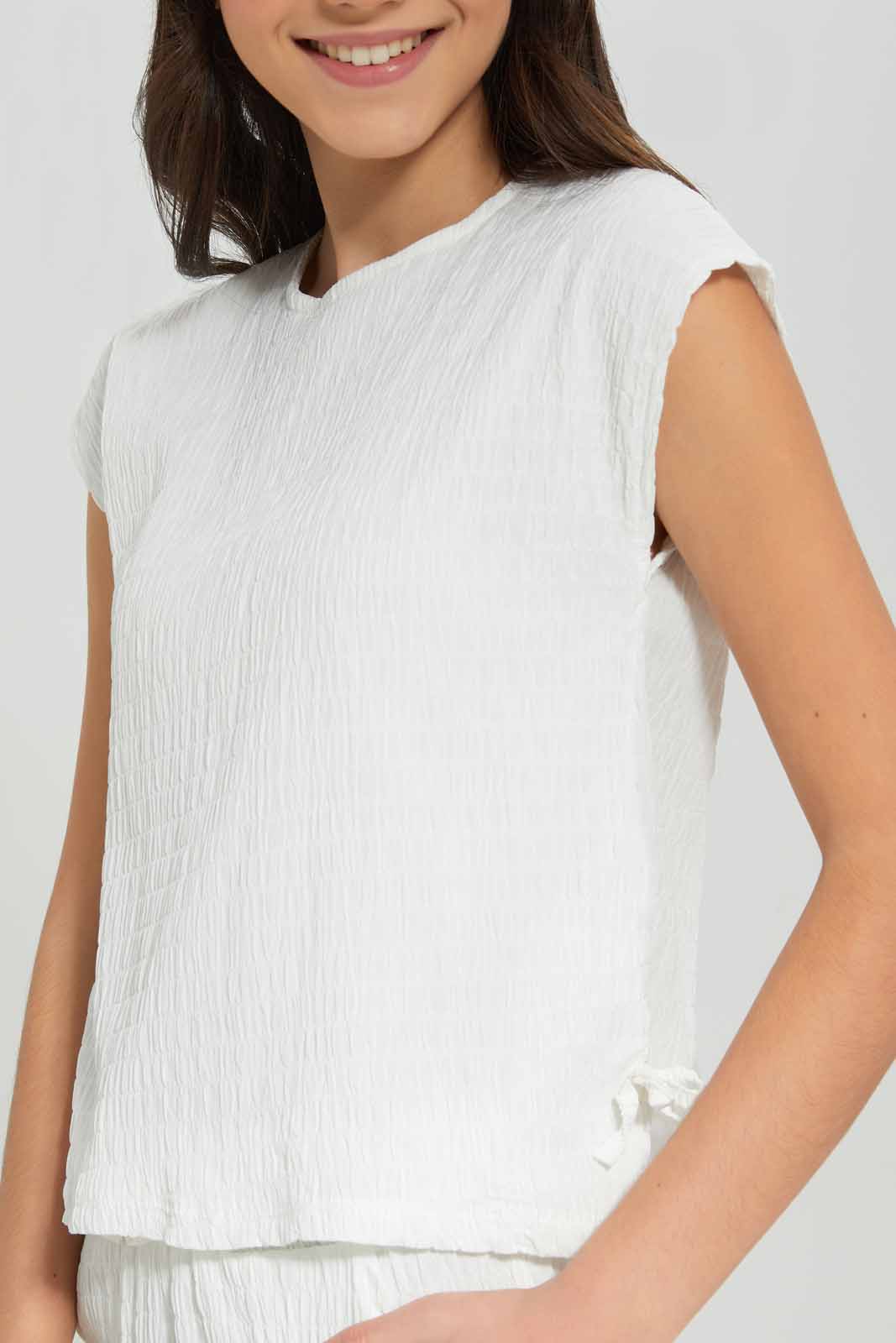 Redtag-White-Crinkle-Shirt-Category:Blouses,-Colour:White,-Deals:New-In,-Filter:Senior-Girls-(8-to-14-Yrs),-GSR-Blouses,-NDAY,-New-In-GSR-APL,-Non-Sale,-Section:Girls-(0-to-14Yrs),-W22A-Senior-Girls-9 to 14 Years