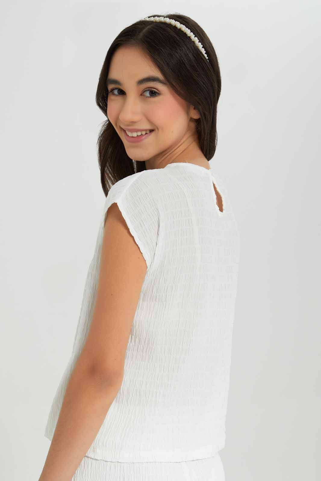 Redtag-White-Crinkle-Shirt-Category:Blouses,-Colour:White,-Deals:New-In,-Filter:Senior-Girls-(8-to-14-Yrs),-GSR-Blouses,-NDAY,-New-In-GSR-APL,-Non-Sale,-Section:Girls-(0-to-14Yrs),-W22A-Senior-Girls-9 to 14 Years