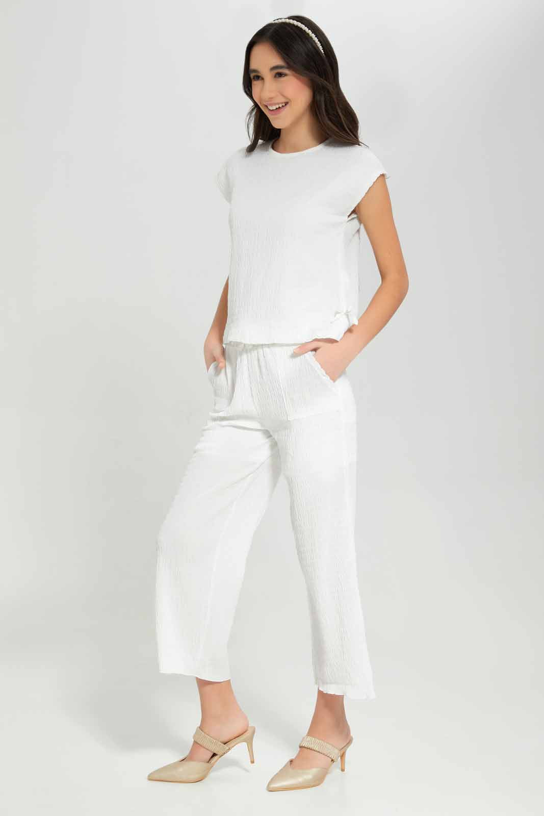 Redtag-White-Crinkle-Trouser-BTS,-Category:Trousers,-Colour:White,-Deals:New-In,-Filter:Senior-Girls-(8-to-14-Yrs),-GSR-Trousers,-NDAY,-New-In-GSR-APL,-Non-Sale,-Section:Girls-(0-to-14Yrs),-W22A-Senior-Girls-9 to 14 Years