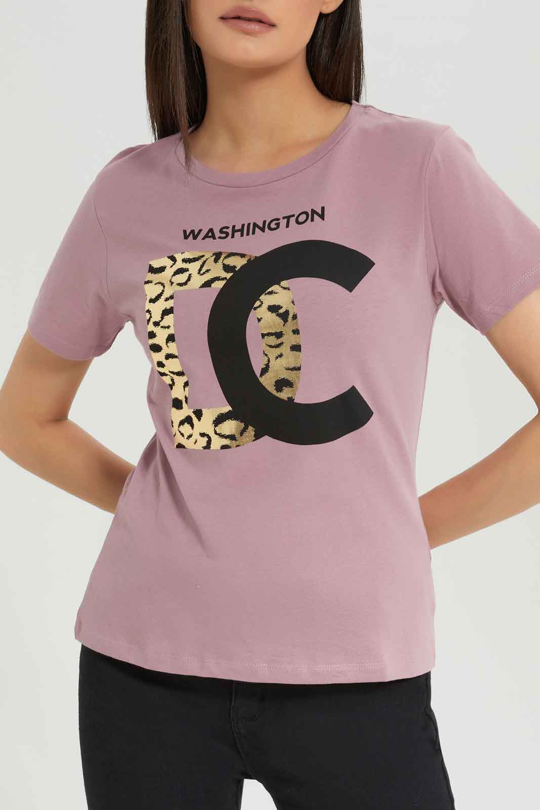 Redtag-Mauve-Printed-T-Shirt-Category:T-Shirts,-Colour:Mauve,-Deals:New-In,-Dept:Ladieswear,-Filter:Women's-Clothing,-New-In-Women-APL,-Non-Sale,-Section:Women,-TBL,-W22A,-Women-T-Shirts-Women's-