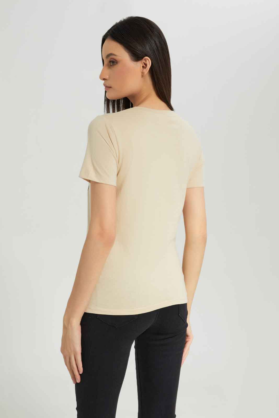 Redtag-Beige-Printed-T-Shirt-Category:T-Shirts,-Colour:Beige,-Deals:New-In,-Dept:Ladieswear,-Filter:Women's-Clothing,-New-In-Women-APL,-Non-Sale,-Section:Women,-TBL,-W22A,-Women-T-Shirts-Women's-