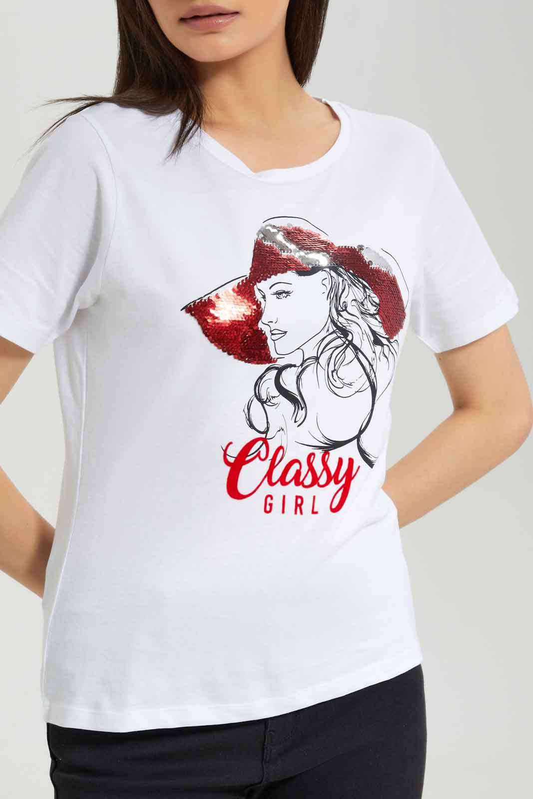 Redtag-White-Emblished-T-Shirt-Category:T-Shirts,-Colour:White,-Deals:New-In,-Dept:Ladieswear,-Filter:Women's-Clothing,-New-In-Women-APL,-Non-Sale,-Section:Women,-TBL,-W22A,-Women-T-Shirts-Women's-