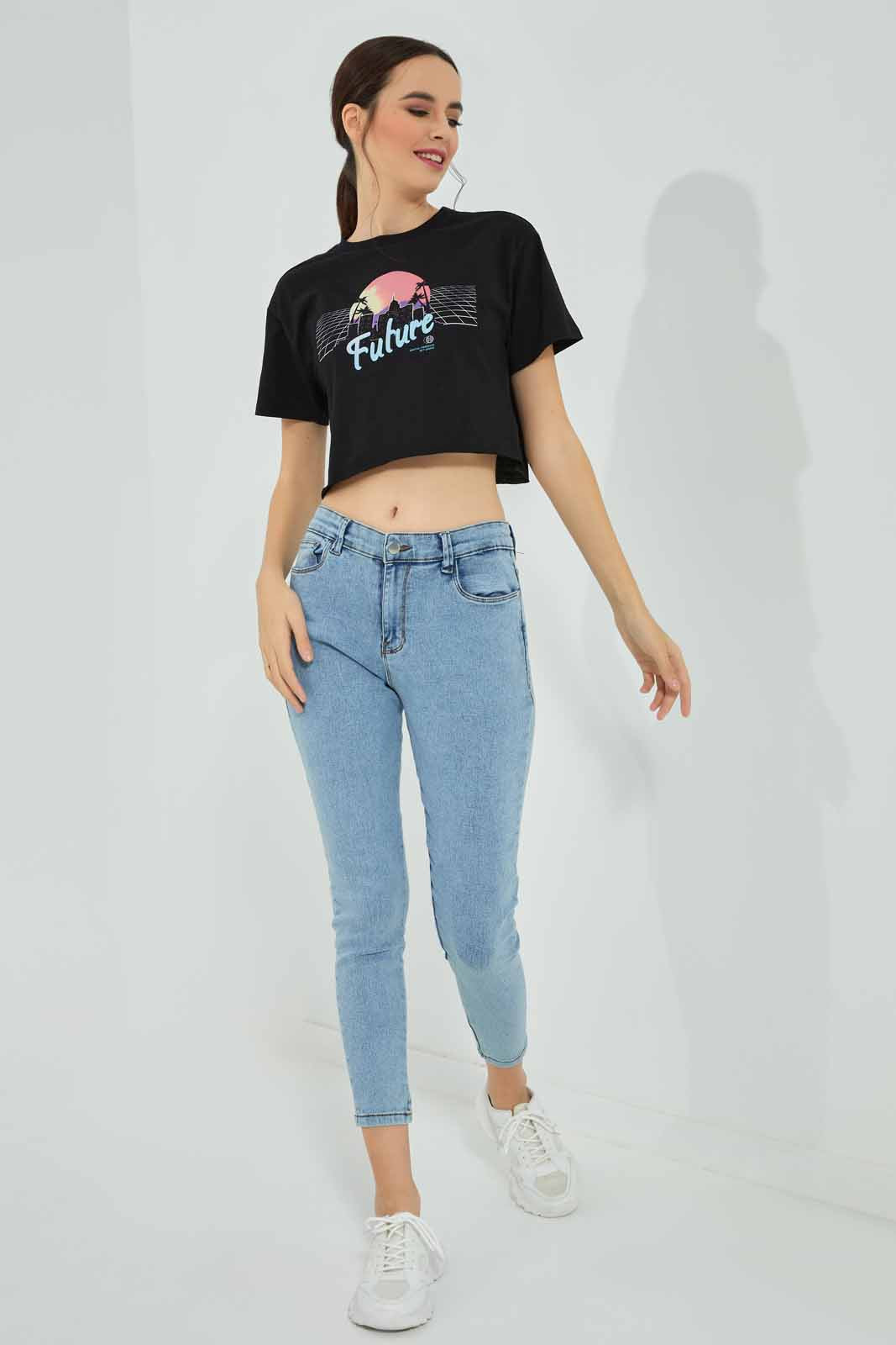 Redtag-Black-Metaverse-T-Shirt-Category:T-Shirts,-Colour:Black,-Deals:New-In,-FF,-Filter:Women's-Clothing,-New-In-Women-APL,-Non-Sale,-Section:Women,-W22A,-Women-T-Shirts-Women's-