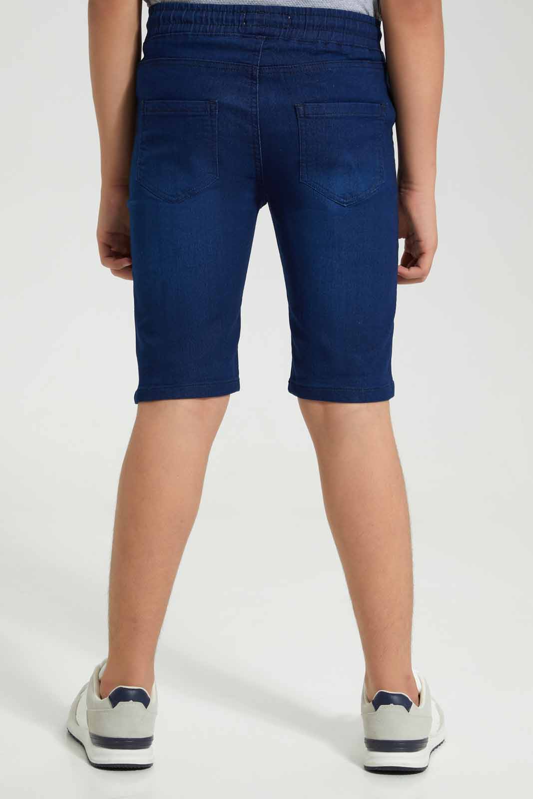 Redtag-Dark-Wash-Knit-Denim-Short-BSR-Shorts,-Category:Shorts,-Colour:Dark-Wash,-Deals:New-In,-Filter:Senior-Boys-(8-to-14-Yrs),-New-In-BSR-APL,-Non-Sale,-Section:Boys-(0-to-14Yrs),-W22O-Senior-Boys-9 to 14 Years