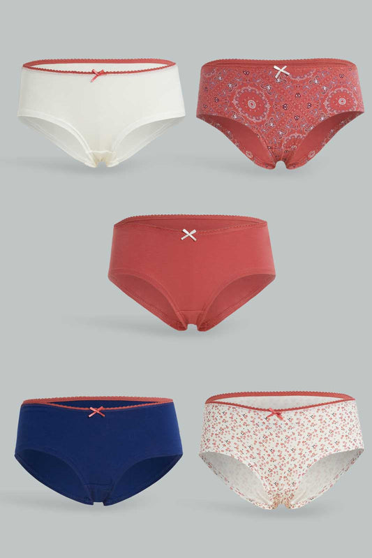 Redtag-Assorted-Print/Plain-Boyleg-Briefs-(5-Pack)-365,-Category:Briefs,-Colour:Assorted,-Deals:New-In,-Dept:Ladieswear,-Filter:Women's-Clothing,-New-In-Women-APL,-Non-Sale,-Section:Women,-Women-Briefs--