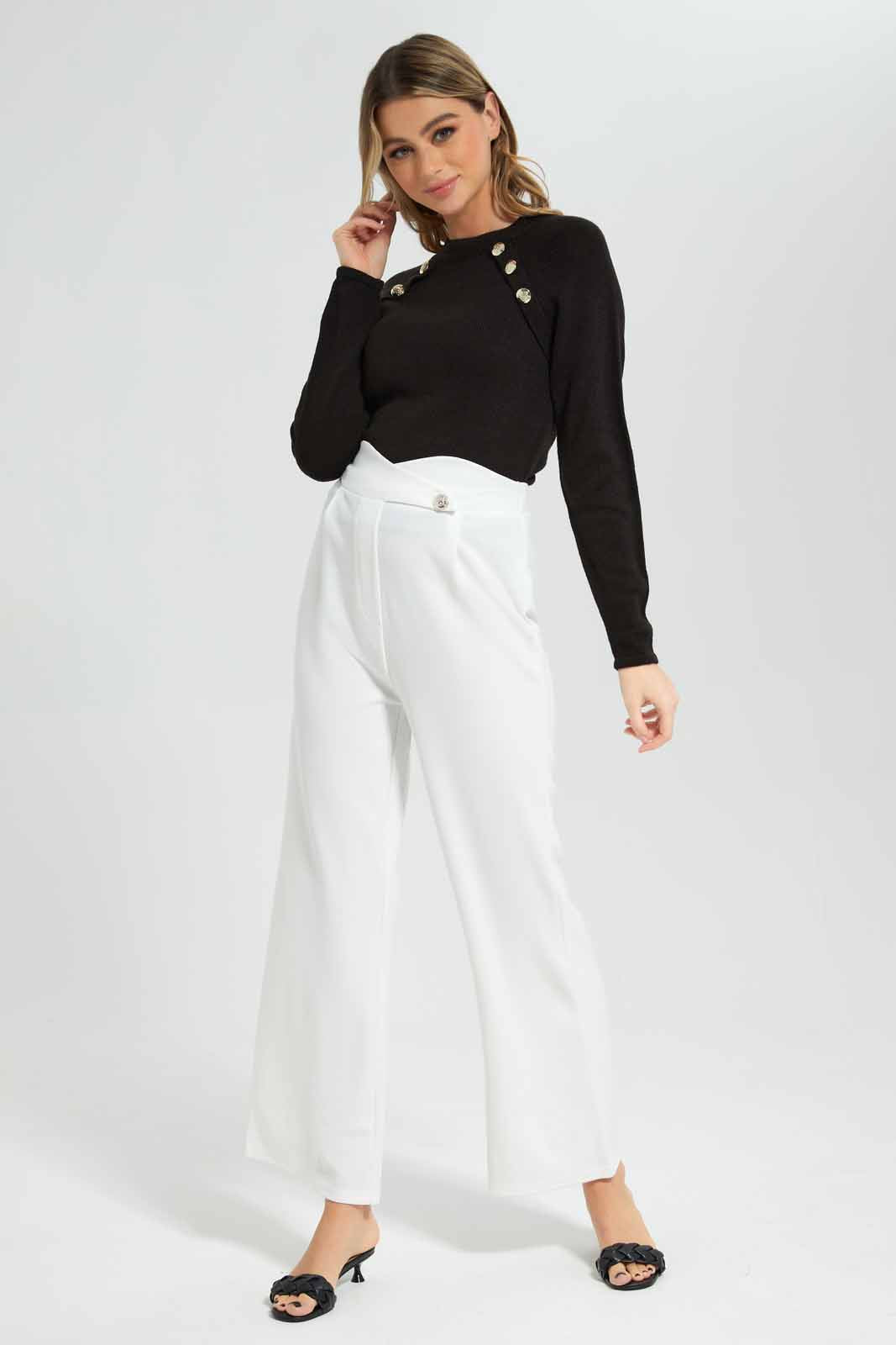 Redtag-Black-Solid-Button-Detailed-Pullover-Category:Pullovers,-Colour:Black,-Deals:New-In,-EHW,-Filter:Women's-Clothing,-New-In-Women-APL,-Non-Sale,-Section:Women,-W22B,-Women-Pullovers-Women's-