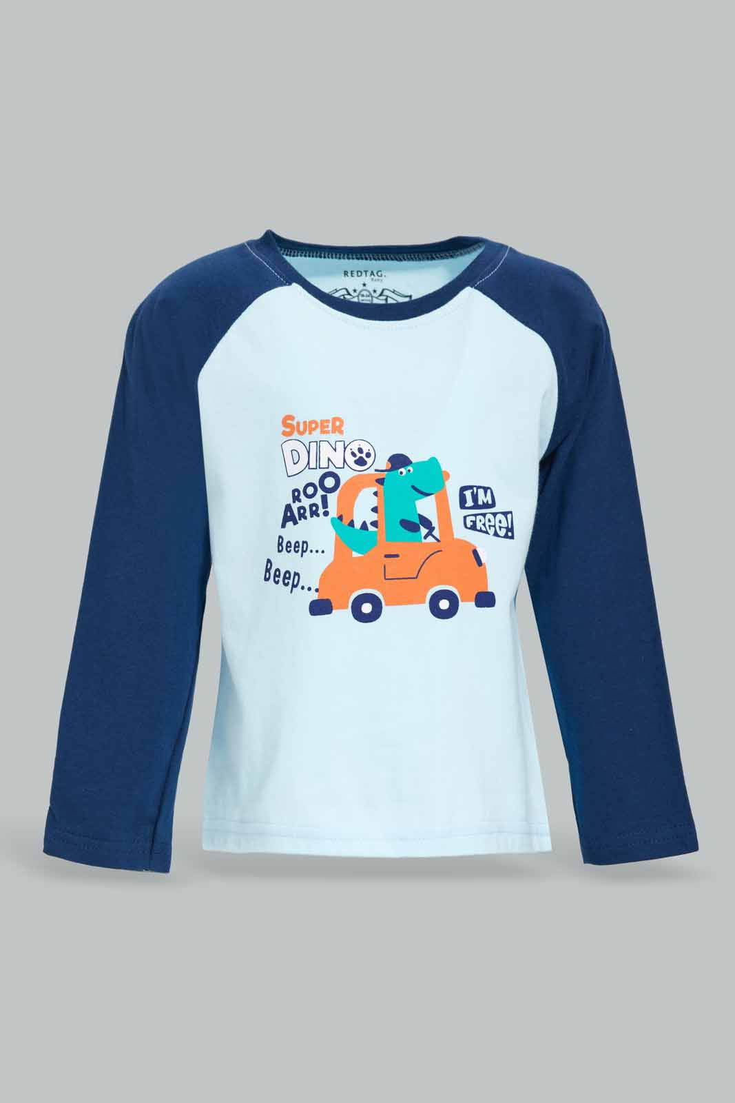 Redtag-Grey-And-Aqua-Dino-Roar-Long-Slv-Pj-Set-(-4-Pack)-Category:Pyjama-Sets,-Colour:Grey,-Deals:New-In,-Dept:Boys,-Filter:Infant-Boys-(3-to-24-Mths),-INB-Pyjama-Sets,-New-In-INB-APL,-Non-Sale,-Section:Boys-(0-to-14Yrs),-W22A-Infant-Boys-3 to 24 Months