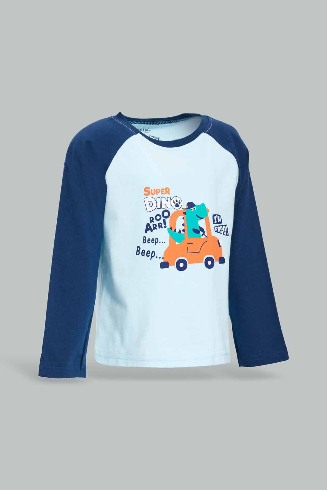 Redtag-Grey-And-Aqua-Dino-Roar-Long-Slv-Pj-Set-(-4-Pack)-Category:Pyjama-Sets,-Colour:Grey,-Deals:New-In,-Dept:Boys,-Filter:Infant-Boys-(3-to-24-Mths),-INB-Pyjama-Sets,-New-In-INB-APL,-Non-Sale,-Section:Boys-(0-to-14Yrs),-W22A-Infant-Boys-3 to 24 Months