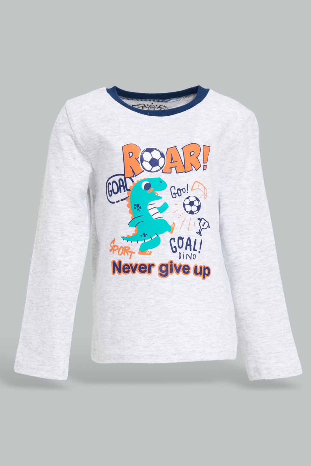Redtag-Grey-And-Aqua-Dino-Roar-Long-Slv-Pj-Set-(-4-Pack)-Category:Pyjama-Sets,-Colour:Grey,-Deals:New-In,-Dept:Boys,-Filter:Infant-Boys-(3-to-24-Mths),-INB-Pyjama-Sets,-New-In-INB-APL,-Non-Sale,-Section:Boys-(0-to-14Yrs),-W22A-Infant-Boys-3 to 24 Months