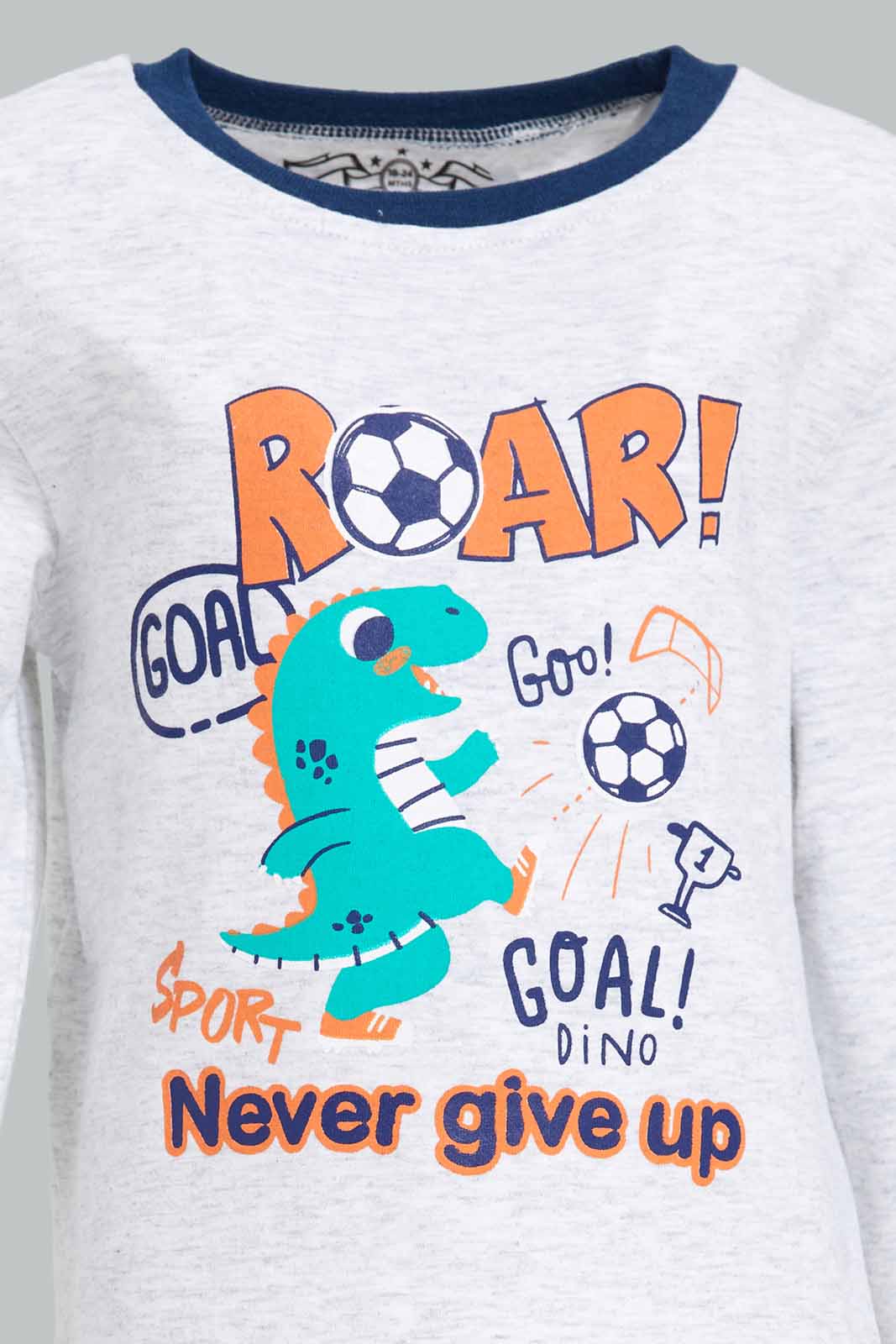 Redtag-Grey-And-Aqua-Dino-Roar-Long-Slv-Pj-Set-(-4-Pack)-Category:Pyjama-Sets,-Colour:Grey,-Deals:New-In,-Dept:Boys,-Filter:Infant-Boys-(3-to-24-Mths),-INB-Pyjama-Sets,-New-In-INB-APL,-Non-Sale,-Section:Boys-(0-to-14Yrs),-W22A-Infant-Boys-3 to 24 Months