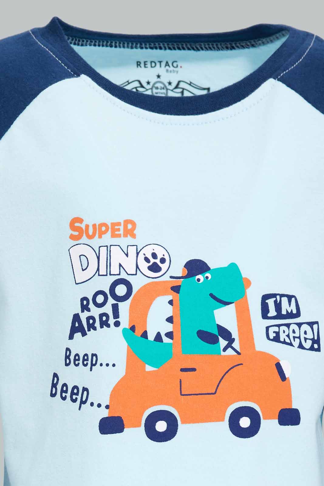 Redtag-Grey-And-Aqua-Dino-Roar-Long-Slv-Pj-Set-(-4-Pack)-Category:Pyjama-Sets,-Colour:Grey,-Deals:New-In,-Dept:Boys,-Filter:Infant-Boys-(3-to-24-Mths),-INB-Pyjama-Sets,-New-In-INB-APL,-Non-Sale,-Section:Boys-(0-to-14Yrs),-W22A-Infant-Boys-3 to 24 Months