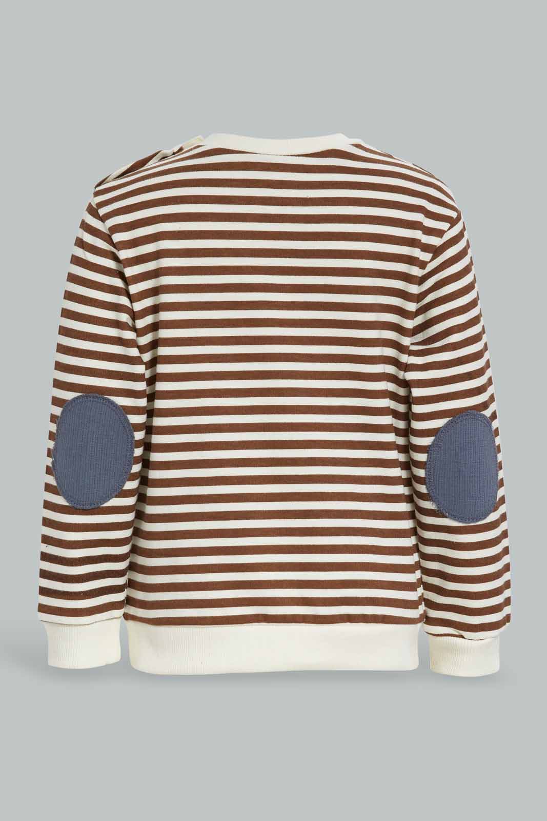 Redtag-Brown-And-White-Stripe-Set-Top-And-Bottom-Terry-Set-Category:Sets,-Colour:Brown,-Deals:New-In,-Dept:Boys,-Filter:Infant-Boys-(3-to-24-Mths),-INB-Sets,-New-In-INB-APL,-Non-Sale,-Section:Boys-(0-to-14Yrs),-W22B-Infant-Boys-3 to 24 Months