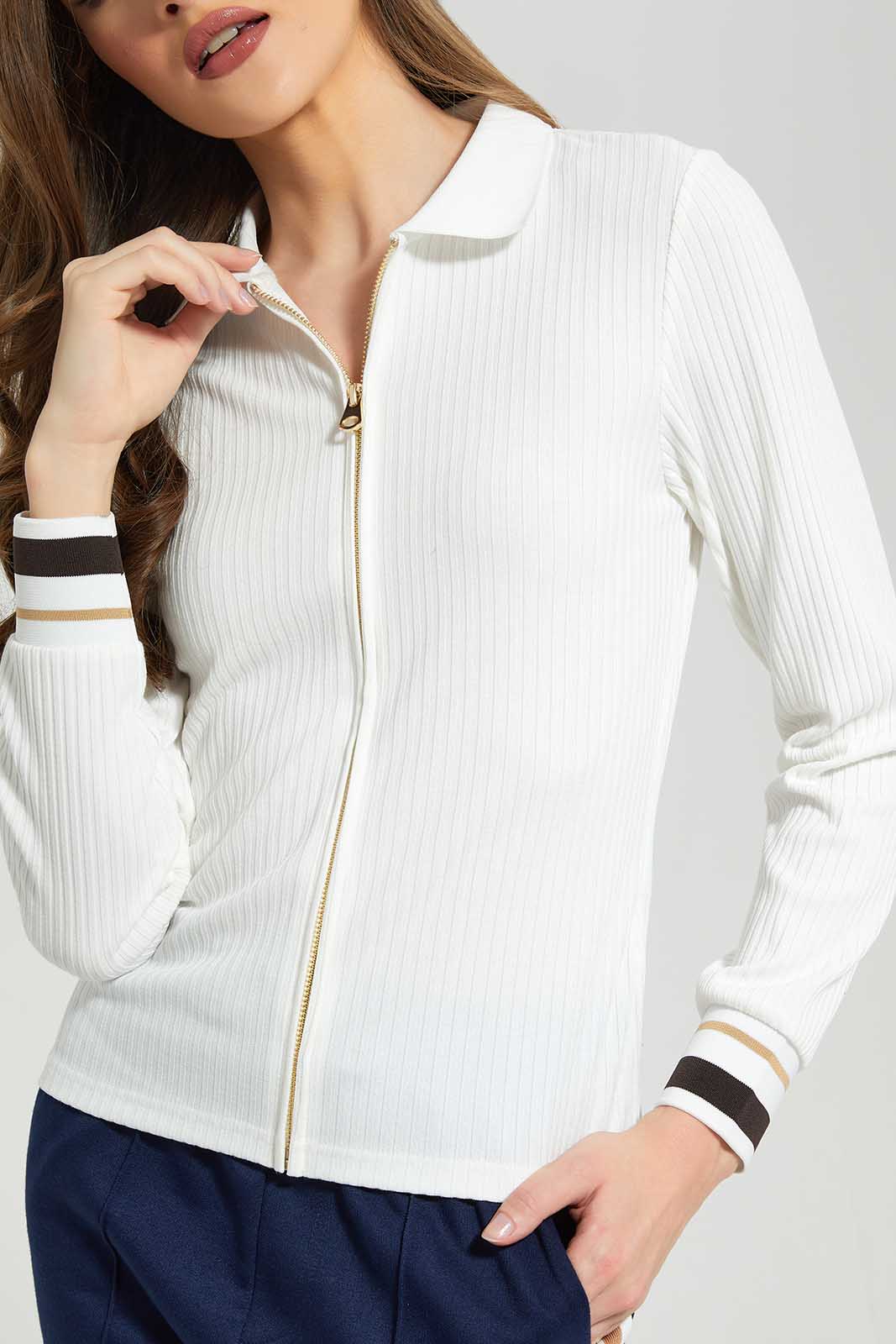 Redtag-Ivory-Cardigan-With-Zipper-Category:Cardigans,-Colour:Ivory,-Deals:New-In,-Dept:Ladieswear,-Filter:Women's-Clothing,-LDC,-LDC-Cardigans,-New-In-LDC-APL,-Non-Sale,-Section:Women,-W22B-Women's-