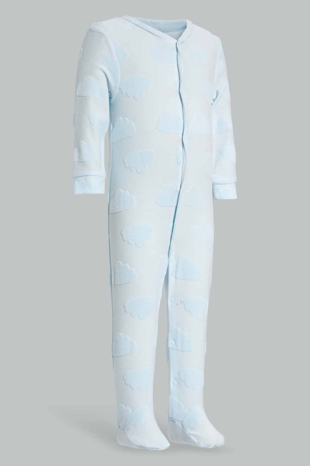 Redtag-Blue-cloud-Jacquard-sllepsuit-Category:Sleepsuits,-Colour:Blue,-Deals:New-In,-Filter:Baby-(0-to-12-Mths),-NBB-Sleepsuits,-New-In-NBB-APL,-Non-Sale,-Section:Boys-(0-to-14Yrs),-W22A-Baby-0 to 12 Months