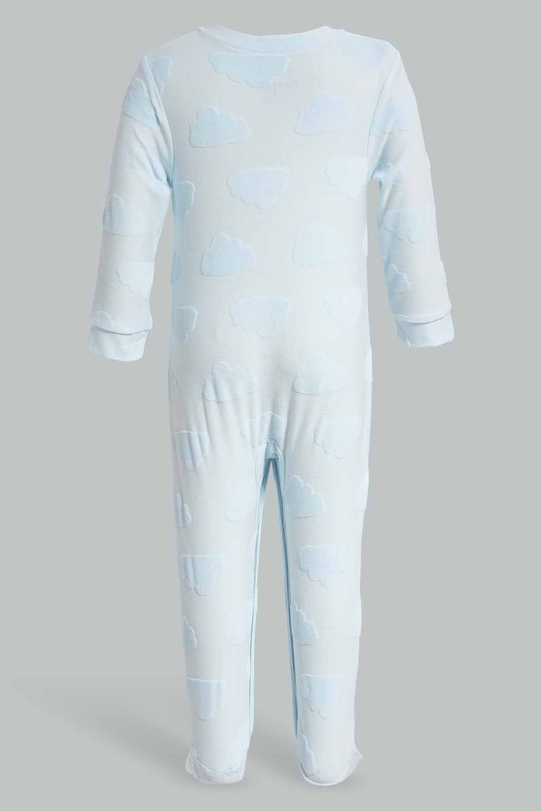 Redtag-Blue-cloud-Jacquard-sllepsuit-Category:Sleepsuits,-Colour:Blue,-Deals:New-In,-Filter:Baby-(0-to-12-Mths),-NBB-Sleepsuits,-New-In-NBB-APL,-Non-Sale,-Section:Boys-(0-to-14Yrs),-W22A-Baby-0 to 12 Months