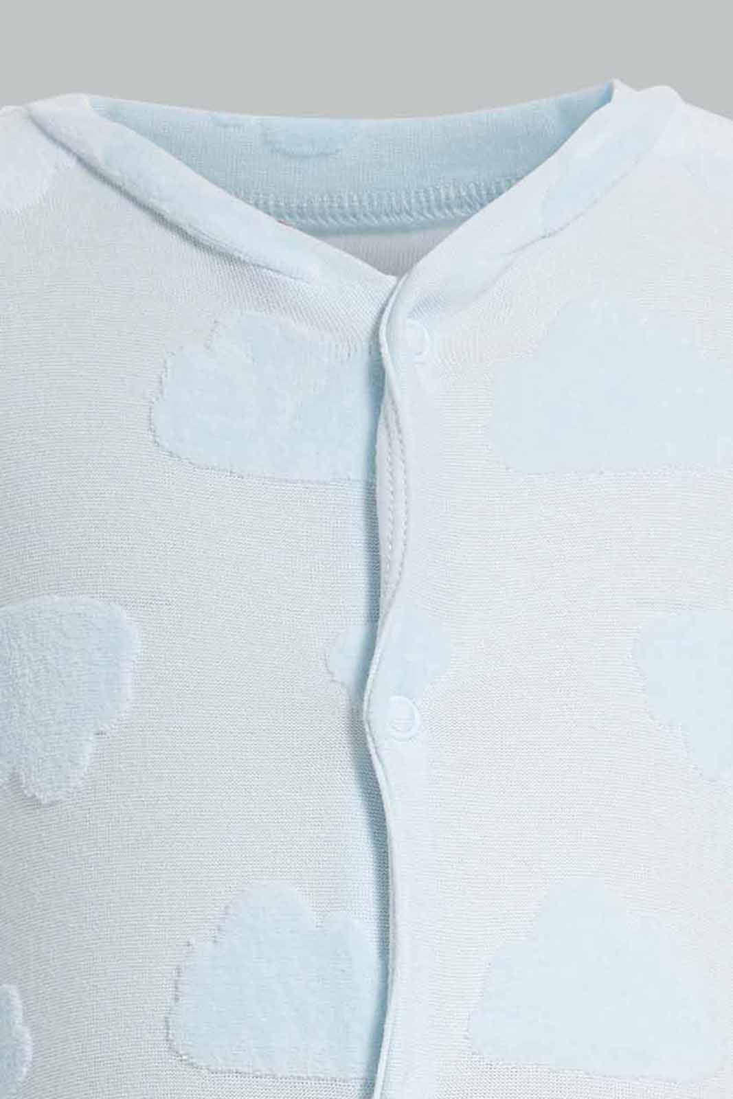 Redtag-Blue-cloud-Jacquard-sllepsuit-Category:Sleepsuits,-Colour:Blue,-Deals:New-In,-Filter:Baby-(0-to-12-Mths),-NBB-Sleepsuits,-New-In-NBB-APL,-Non-Sale,-Section:Boys-(0-to-14Yrs),-W22A-Baby-0 to 12 Months