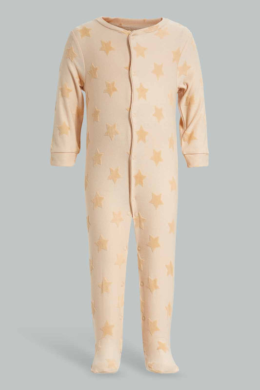 Redtag-Beige-Star-Jacquard-sleepsuit-Category:Sleepsuits,-Colour:Beige,-Deals:New-In,-Filter:Baby-(0-to-12-Mths),-NBB-Sleepsuits,-New-In-NBB-APL,-Non-Sale,-Section:Boys-(0-to-14Yrs),-W22A-Baby-0 to 12 Months