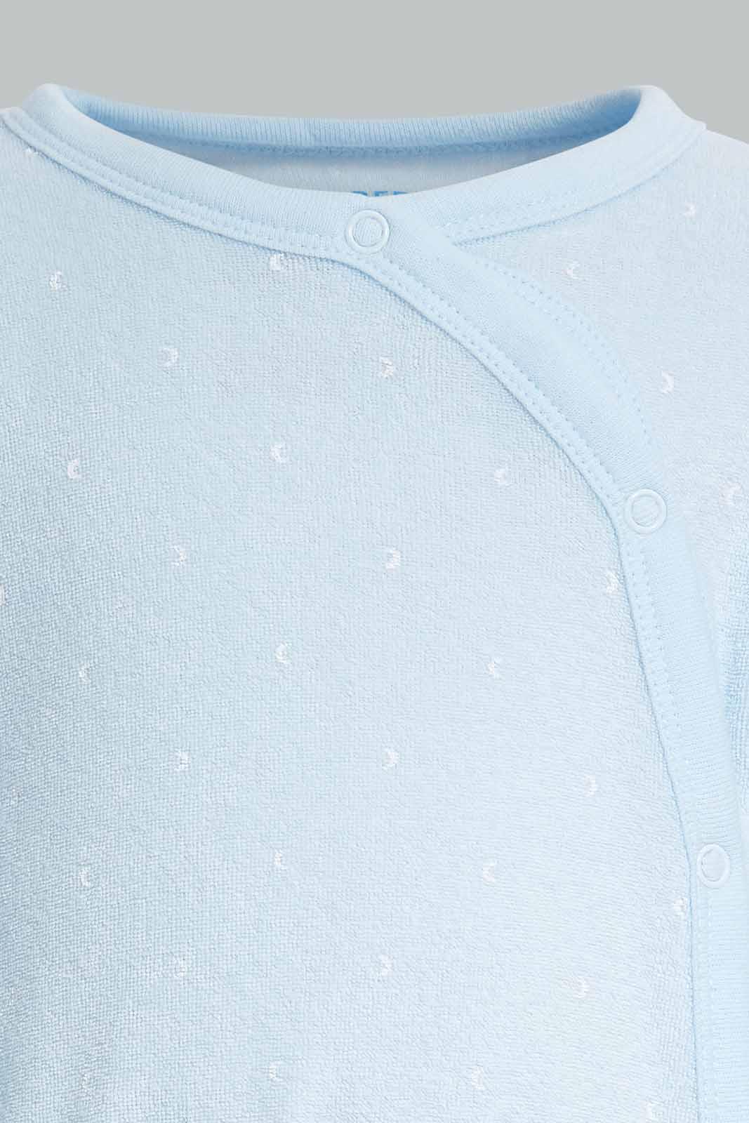 Redtag-Blue-AOP-Moon-Toweling-Sleepsuit-Category:Sleepsuits,-Colour:Blue,-Deals:New-In,-Filter:Baby-(0-to-12-Mths),-NBB-Sleepsuits,-New-In-NBB-APL,-Non-Sale,-Section:Boys-(0-to-14Yrs),-W22A-Baby-0 to 12 Months