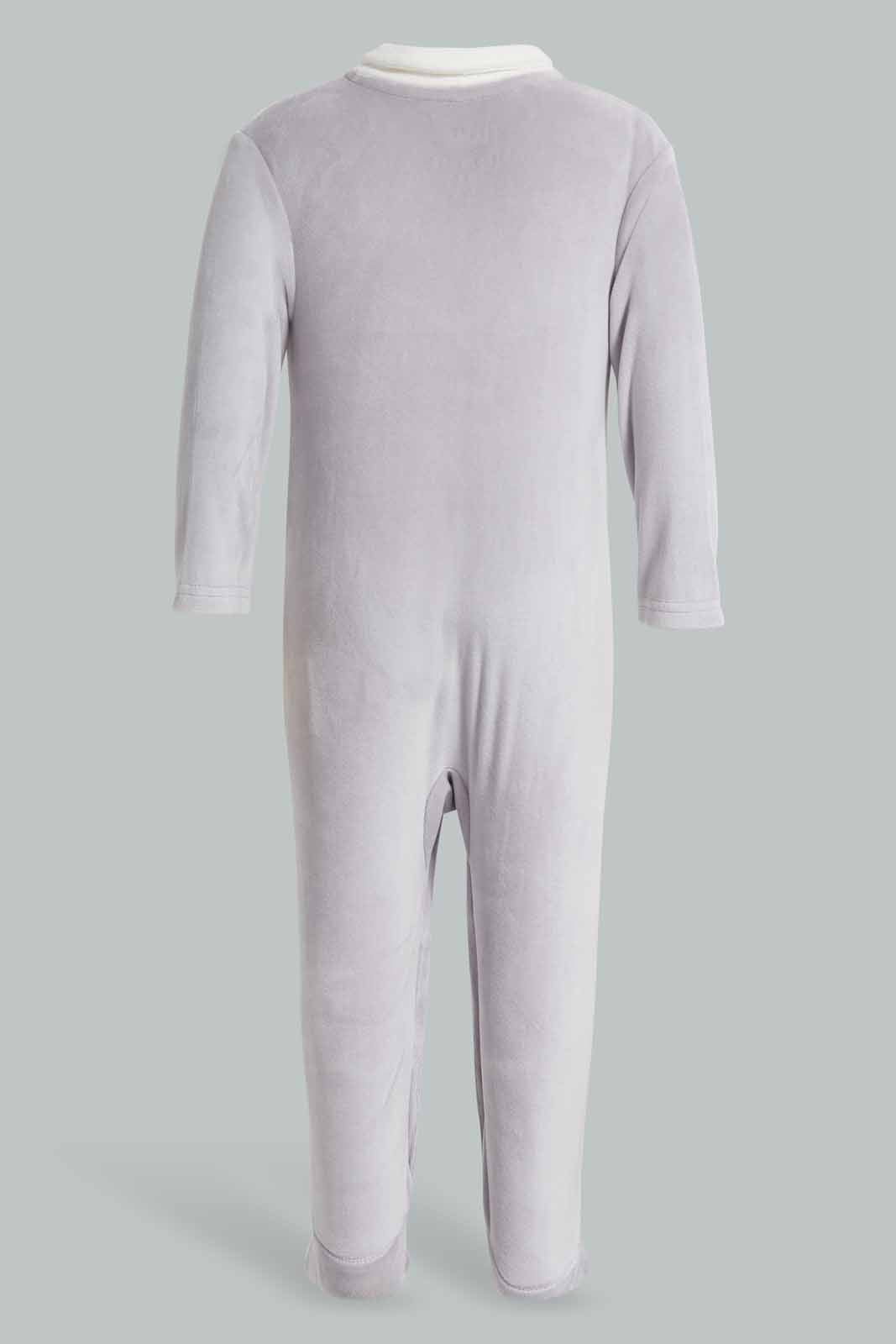 Redtag-Grey-Bear-Embroidered-Velour-Sleeepsuit-Category:Sleepsuits,-Colour:Grey,-Deals:New-In,-Filter:Baby-(0-to-12-Mths),-NBB-Sleepsuits,-New-In-NBB-APL,-Non-Sale,-Section:Boys-(0-to-14Yrs),-W22A-Baby-0 to 12 Months