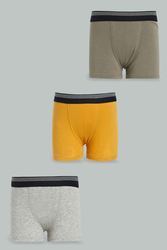 Redtag-3-Pack-Boxer-Short-Olive/-Grey/-Gold-365,-BOY-Boxers,-Category:Boxers,-Colour:Assorted,-Deals:New-In,-ESS,-Filter:Boys-(2-to-8-Yrs),-New-In-BOY-APL,-Non-Sale,-Section:Boys-(0-to-14Yrs)-Boys-2 to 8 Years