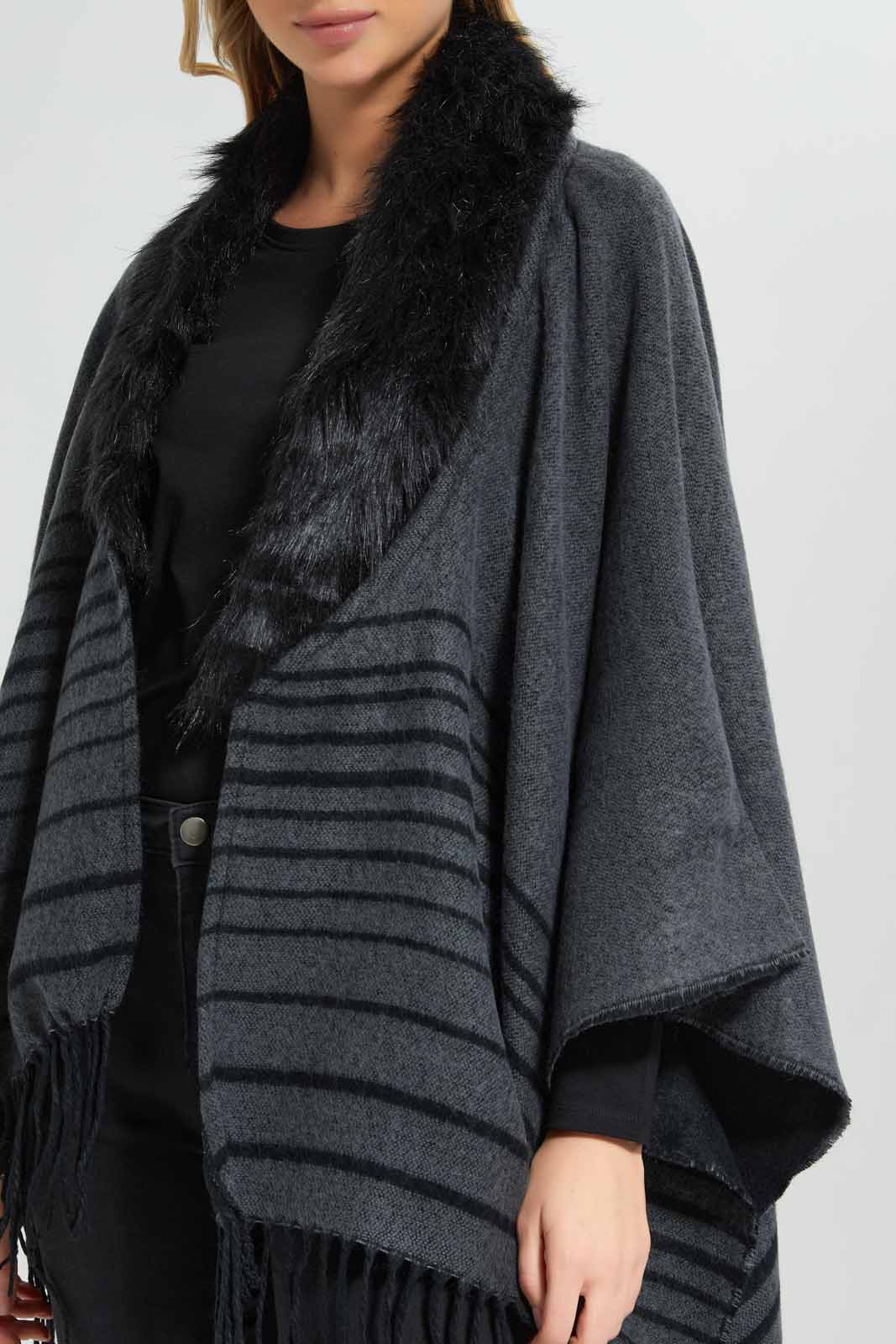 Redtag-High-Neck-Fur-Poncho-Category:Cardigans,-Colour:Assorted,-Deals:New-In,-EHW,-Filter:Women's-Clothing,-New-In-Women-APL,-Non-Sale,-Section:Women,-W22B,-Women-Cardigans-Women's-
