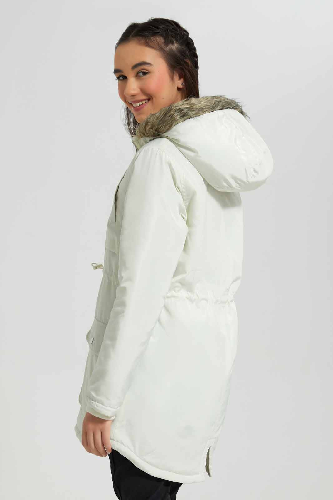 Redtag-Beige-Padded-Long-With-Fur-Category:Jackets,-Colour:Beige,-Deals:New-In,-EHW,-Filter:Senior-Girls-(8-to-14-Yrs),-GSR-Jackets,-New-In-GSR-APL,-Non-Sale,-Section:Girls-(0-to-14Yrs),-W22B-Senior-Girls-9 to 14 Years