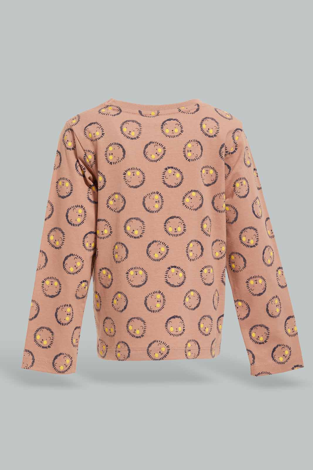 Redtag-Rust-Aop-hedgehog-Ls-Tshirt-Category:T-Shirts,-Colour:Orange,-Deals:New-In,-Dept:Boys,-Filter:Infant-Boys-(3-to-24-Mths),-INB-T-Shirts,-New-In-INB-APL,-Non-Sale,-Section:Boys-(0-to-14Yrs),-TBL,-W22B-Infant-Boys-3 to 24 Months