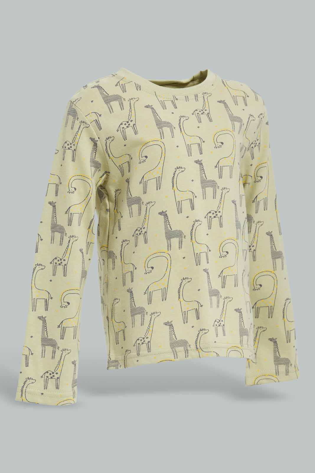 Redtag-Aop-Green-Giraffe-Jungle-Tbl-Ls-T-Shirt-Category:T-Shirts,-Colour:Green,-Deals:New-In,-Dept:Boys,-Filter:Infant-Boys-(3-to-24-Mths),-INB-T-Shirts,-New-In-INB-APL,-Non-Sale,-Section:Boys-(0-to-14Yrs),-TBL,-W22B-Infant-Boys-3 to 24 Months