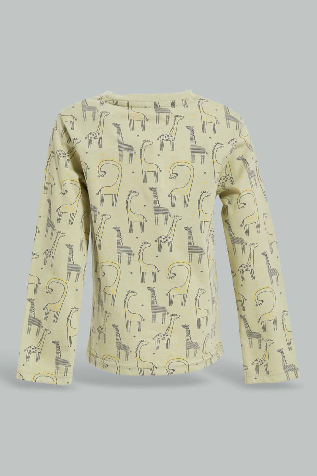 Redtag-Aop-Green-Giraffe-Jungle-Tbl-Ls-T-Shirt-Category:T-Shirts,-Colour:Green,-Deals:New-In,-Dept:Boys,-Filter:Infant-Boys-(3-to-24-Mths),-INB-T-Shirts,-New-In-INB-APL,-Non-Sale,-Section:Boys-(0-to-14Yrs),-TBL,-W22B-Infant-Boys-3 to 24 Months