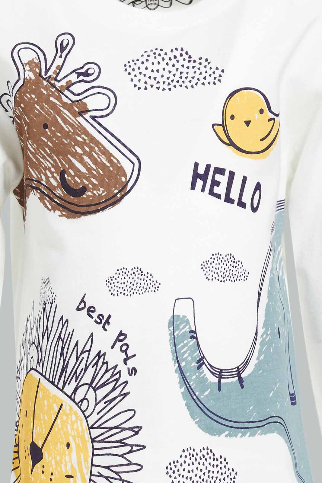 Redtag-Ecru-Elephant-Tbl-Ls-T-Shirt-Category:T-Shirts,-Colour:Ecru,-Deals:New-In,-Dept:Boys,-Filter:Infant-Boys-(3-to-24-Mths),-INB-T-Shirts,-New-In-INB-APL,-Non-Sale,-Section:Boys-(0-to-14Yrs),-TBL,-W22B-Infant-Boys-3 to 24 Months