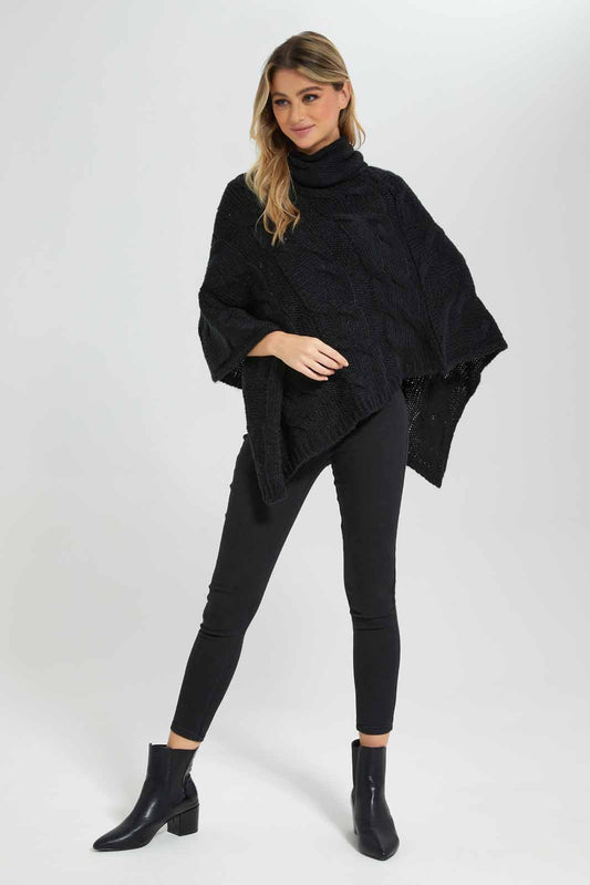 Redtag-Black-Tunic-Long-Sleeves-Cardigan-Category:Cardigans,-Colour:Black,-Deals:New-In,-EHW,-Filter:Women's-Clothing,-New-In-Women-APL,-Non-Sale,-Section:Women,-W22B,-Women-Cardigans-Women's-