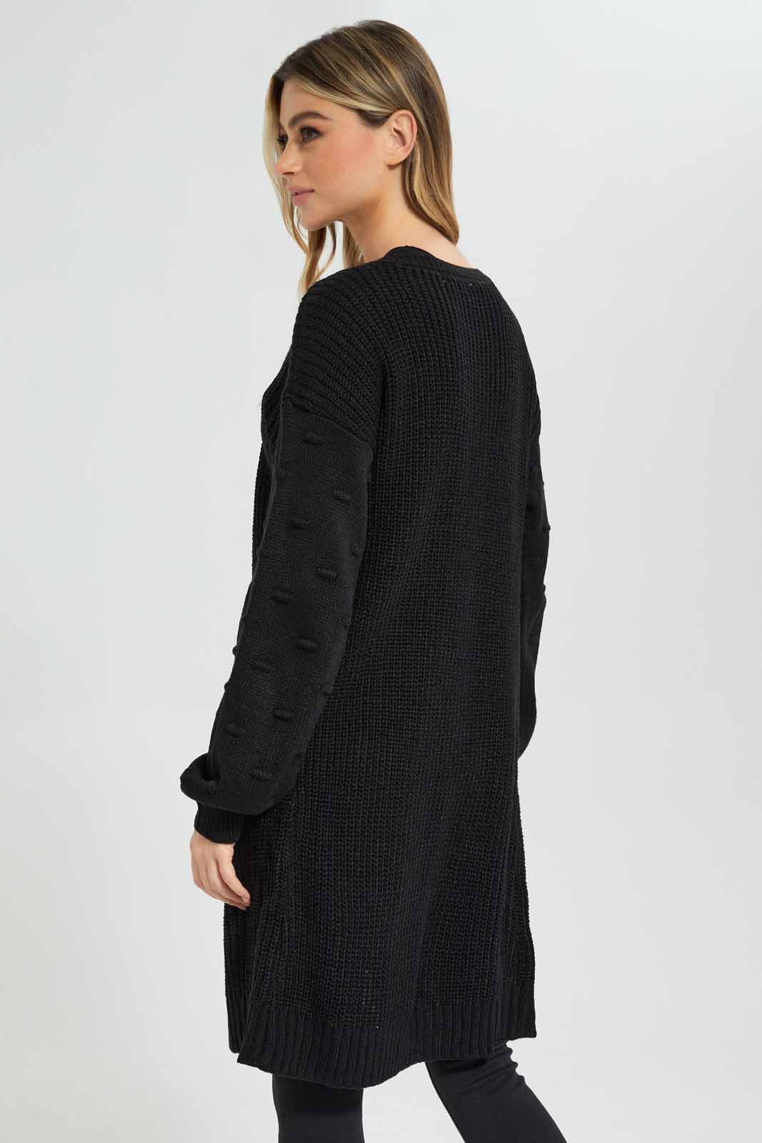 Redtag-Black-High-Neck-Cable-Knit-Ponho-Category:Pullovers,-Colour:Black,-Deals:New-In,-EHW,-Filter:Women's-Clothing,-New-In-Women-APL,-Non-Sale,-Section:Women,-W22B,-Women-Pullovers-Women's-