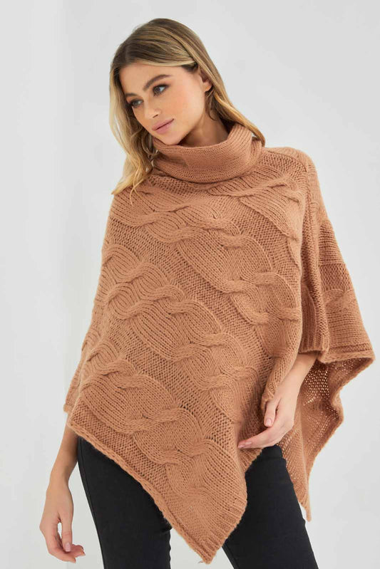 Redtag-Ivory-High-Neck-Cable-Knit-Ponho-Category:Pullovers,-Colour:Ivory,-Deals:New-In,-EHW,-Filter:Women's-Clothing,-New-In-Women-APL,-Non-Sale,-Section:Women,-W22B,-Women-Pullovers-Women's-
