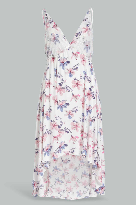 Redtag-White-Floral-Printed-Hi-Low-Chemis-Category:Chemises,-Colour:White,-Deals:New-In,-Dept:Ladieswear,-Filter:Women's-Clothing,-New-In-Women-APL,-Non-Sale,-Section:Women,-W22A,-Women-Chemises--