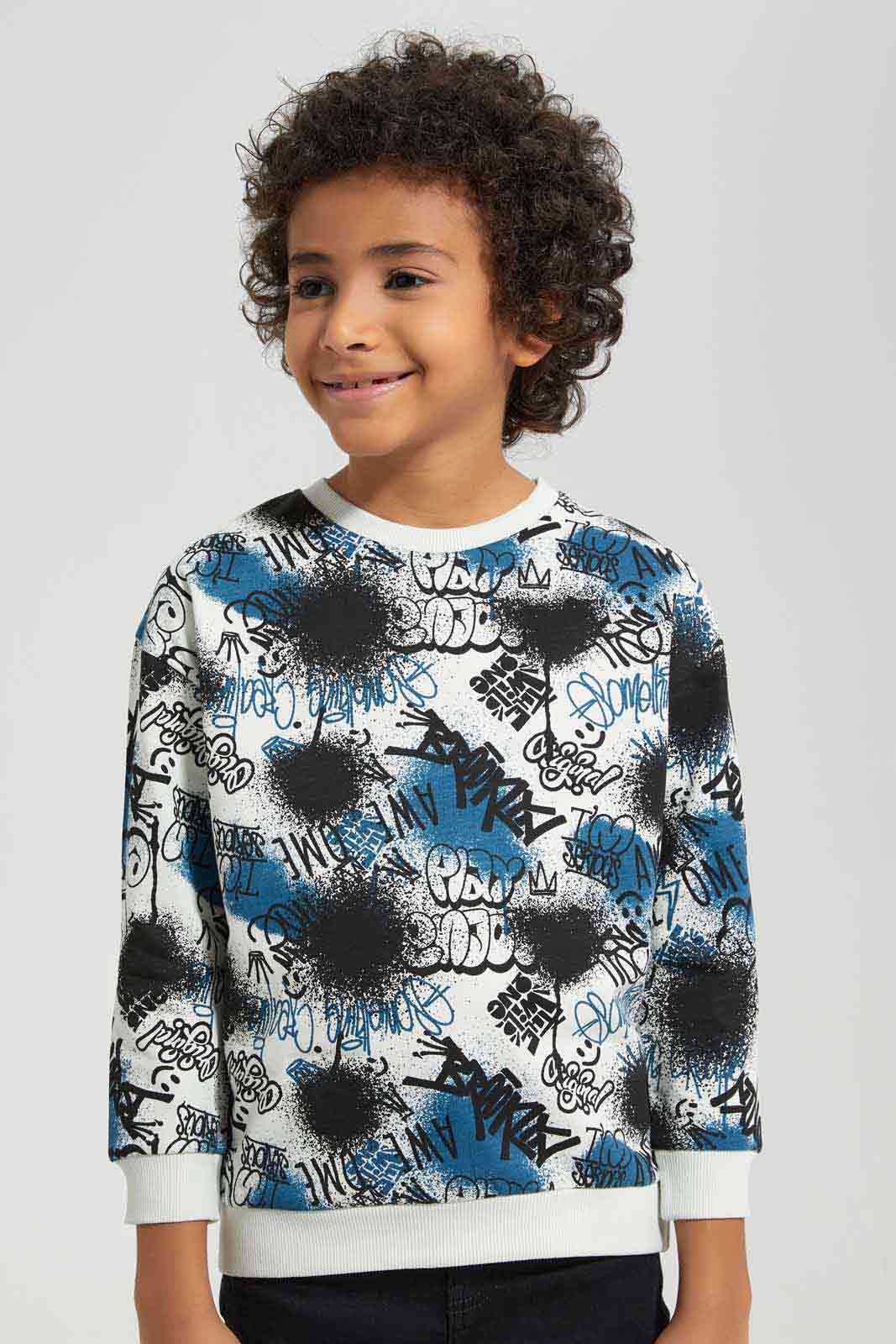 Redtag-Beige-AOP-Oversized-Sweatshirt-BOY-Sweatshirts,-Category:Sweatshirts,-Colour:Beige,-Deals:New-In,-Filter:Boys-(2-to-8-Yrs),-New-In-BOY-APL,-Non-Sale,-Section:Boys-(0-to-14Yrs),-W22B-Boys-2 to 8 Years