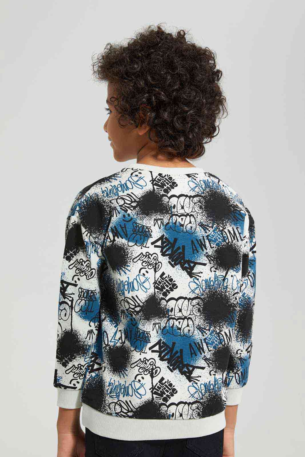 Redtag-Beige-AOP-Oversized-Sweatshirt-BOY-Sweatshirts,-Category:Sweatshirts,-Colour:Beige,-Deals:New-In,-Filter:Boys-(2-to-8-Yrs),-New-In-BOY-APL,-Non-Sale,-Section:Boys-(0-to-14Yrs),-W22B-Boys-2 to 8 Years