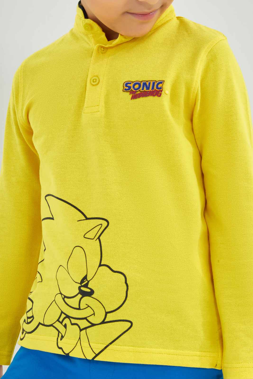 Redtag-Yellow-Sonic-Mandarin-Collar-Long-Sleeve-Polo-BOY-Polo-T-Shirts,-Category:Polo-T-Shirts,-CHR,-Colour:Yellow,-Deals:New-In,-Filter:Boys-(2-to-8-Yrs),-New-In-BOY-APL,-Non-Sale,-Section:Boys-(0-to-14Yrs),-TBL,-W22B-Boys-2 to 8 Years