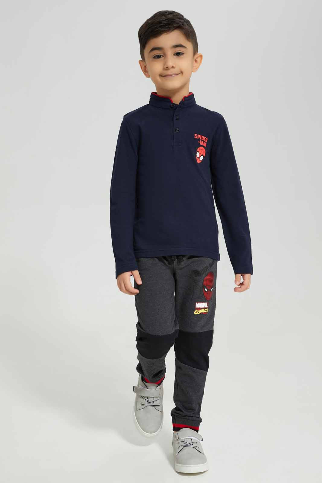 Redtag-Blue-Spideman-Mandarin-Collar-Long-Sleeve-Polo-BOY-Polo-T-Shirts,-Category:Polo-T-Shirts,-CHR,-Colour:Blue,-Deals:New-In,-Filter:Boys-(2-to-8-Yrs),-New-In-BOY-APL,-Non-Sale,-Section:Boys-(0-to-14Yrs),-TBL,-W22B-Boys-2 to 8 Years