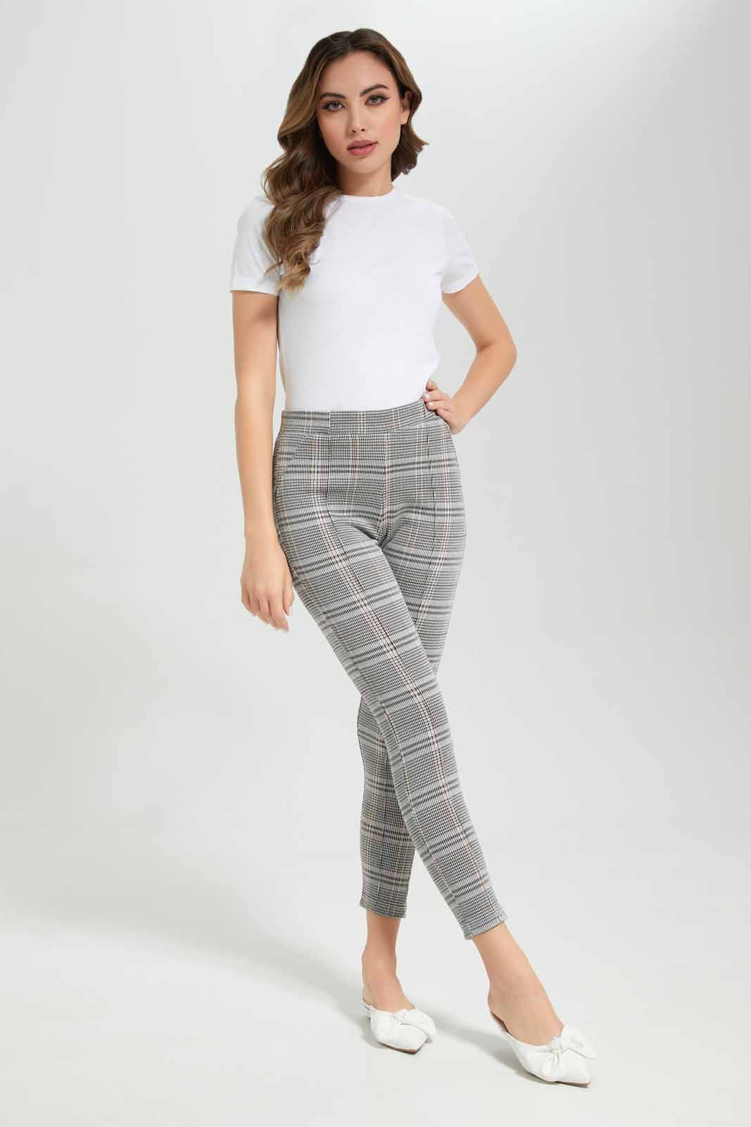 Redtag-Assorted-Jacquard-Checked-Pontie-Legging-Category:Leggings,-Colour:Assorted,-Deals:New-In,-Filter:Women's-Clothing,-New-In-Women-APL,-Non-Sale,-Section:Women,-W22B,-Women-Leggings-Women's-