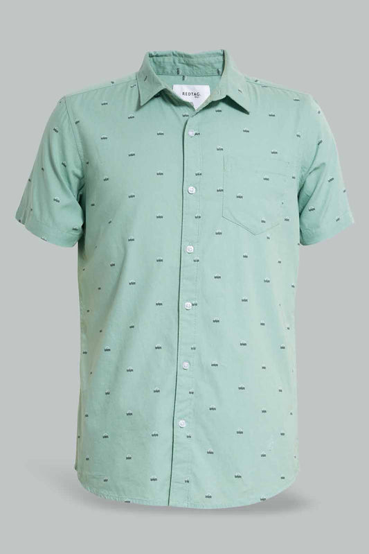 Redtag-Green-Allover-Print-Casual-Shirt-BSR-Shirts,-Category:Shirts,-Colour:Green,-Deals:New-In,-Filter:Senior-Boys-(8-to-14-Yrs),-New-In-BSR-APL,-Non-Sale,-Section:Boys-(0-to-14Yrs),-W22O-Senior-Boys-9 to 14 Years