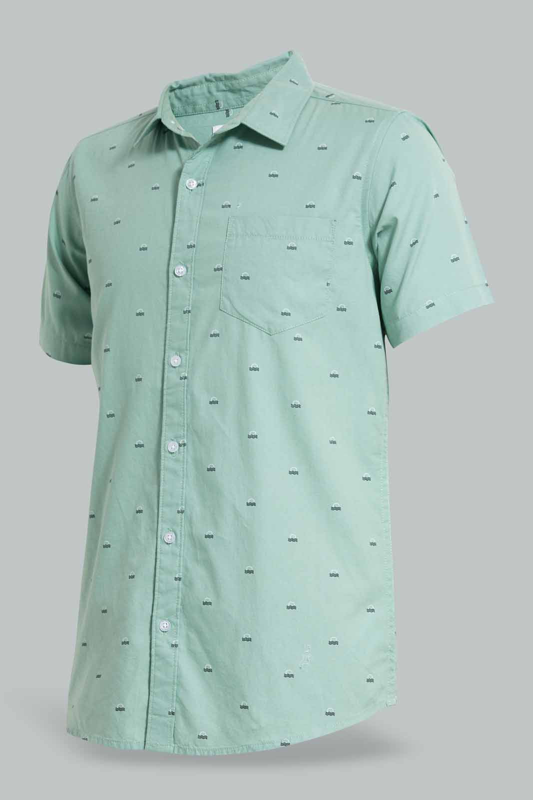 Redtag-Green-Allover-Print-Casual-Shirt-BSR-Shirts,-Category:Shirts,-Colour:Green,-Deals:New-In,-Filter:Senior-Boys-(8-to-14-Yrs),-New-In-BSR-APL,-Non-Sale,-Section:Boys-(0-to-14Yrs),-W22O-Senior-Boys-9 to 14 Years