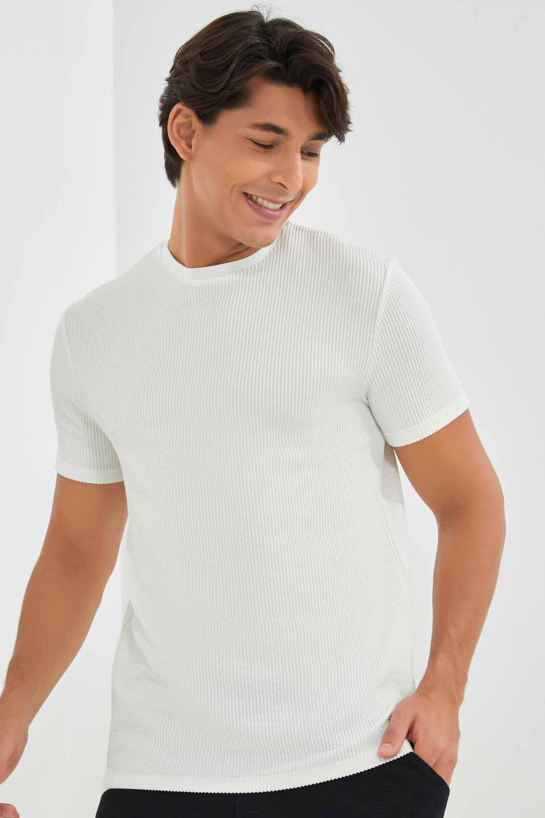Redtag-Light-Grey-Seersucker-T-Shirt-Category:T-Shirts,-Colour:Grey,-Deals:New-In,-Filter:Men's-Clothing,-Men-T-Shirts,-New-In-Men-APL,-Non-Sale,-Section:Men,-W22A-Men's-