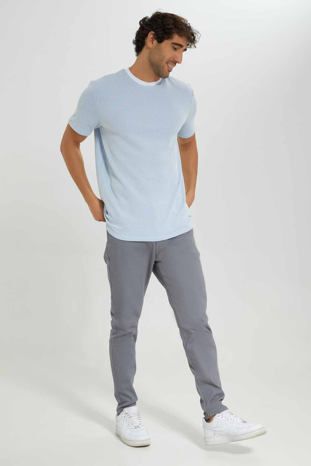 Redtag-Blue-Seersucker-T-Shirt-Category:T-Shirts,-Colour:Blue,-Deals:New-In,-Filter:Men's-Clothing,-Men-T-Shirts,-New-In-Men-APL,-Non-Sale,-Section:Men,-W22A-Men's-