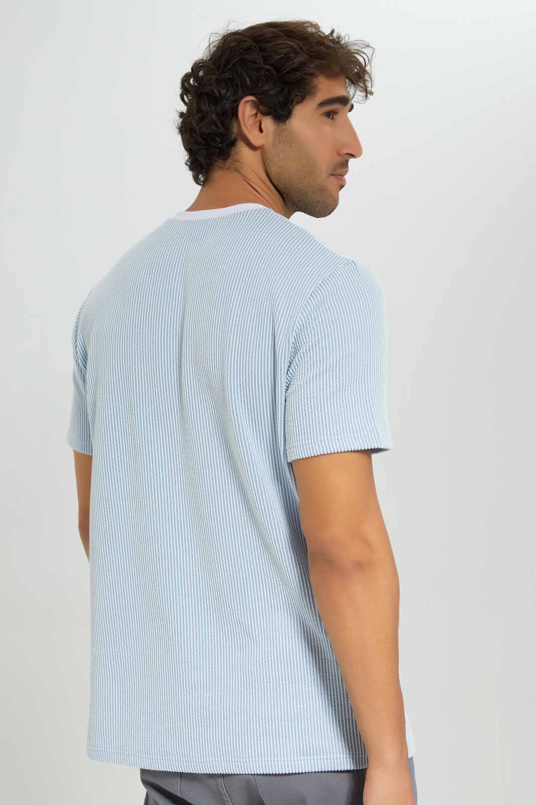 Redtag-Blue-Seersucker-T-Shirt-Category:T-Shirts,-Colour:Blue,-Deals:New-In,-Filter:Men's-Clothing,-Men-T-Shirts,-New-In-Men-APL,-Non-Sale,-Section:Men,-W22A-Men's-