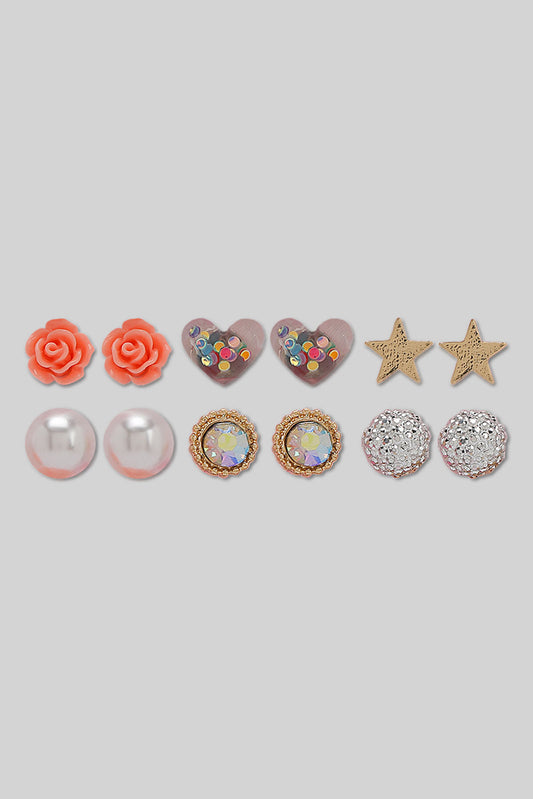 Redtag-S/6-Stud-Category:Jewellery,-Colour:Assorted,-Filter:Girls-Accessories,-GIR-Jewellery,-New-In,-New-In-GIR-ACC,-Non-Sale,-Section:Girls-(0-to-14Yrs),-W22B-Girls-