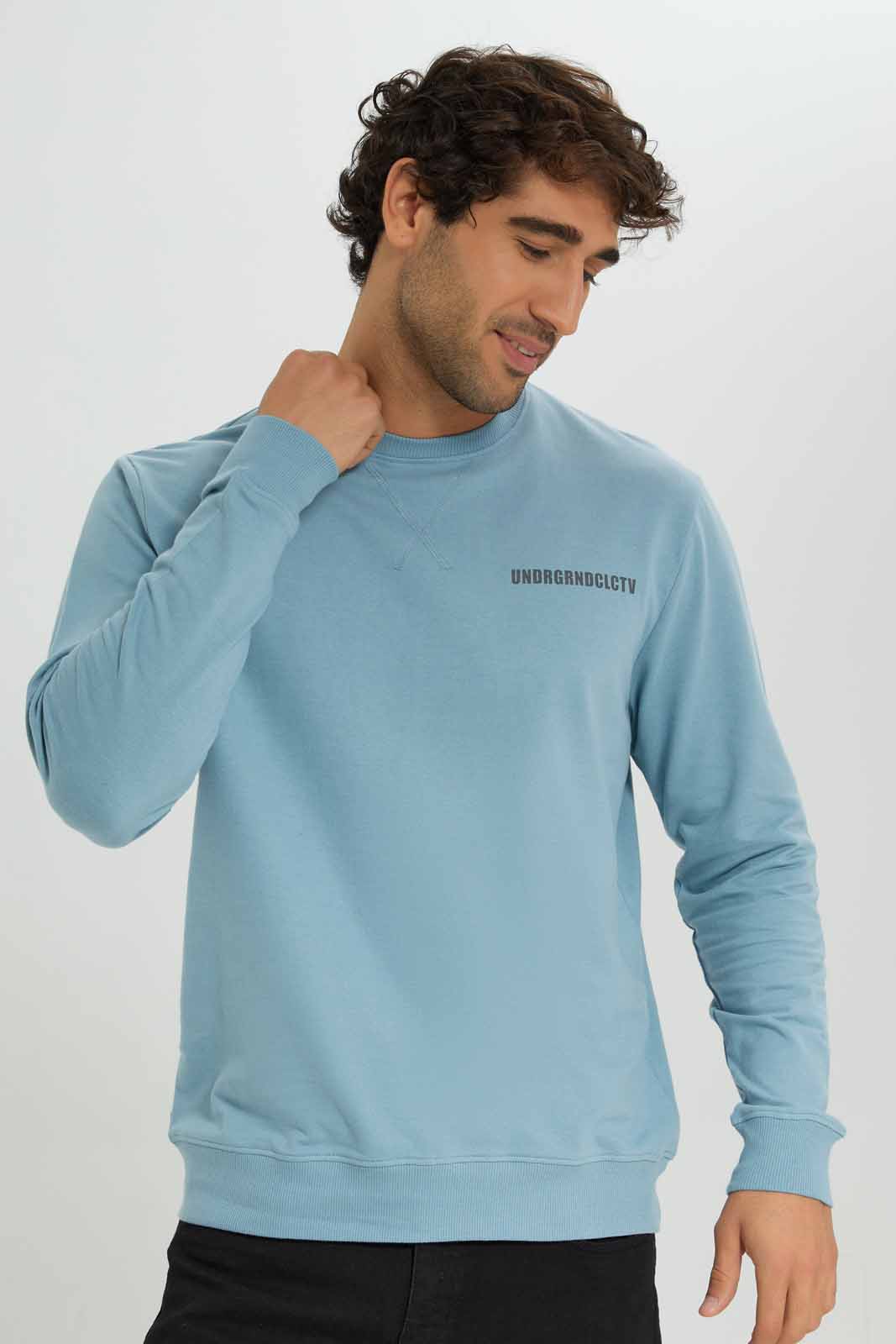Men Blue Graphic Sweatshirt