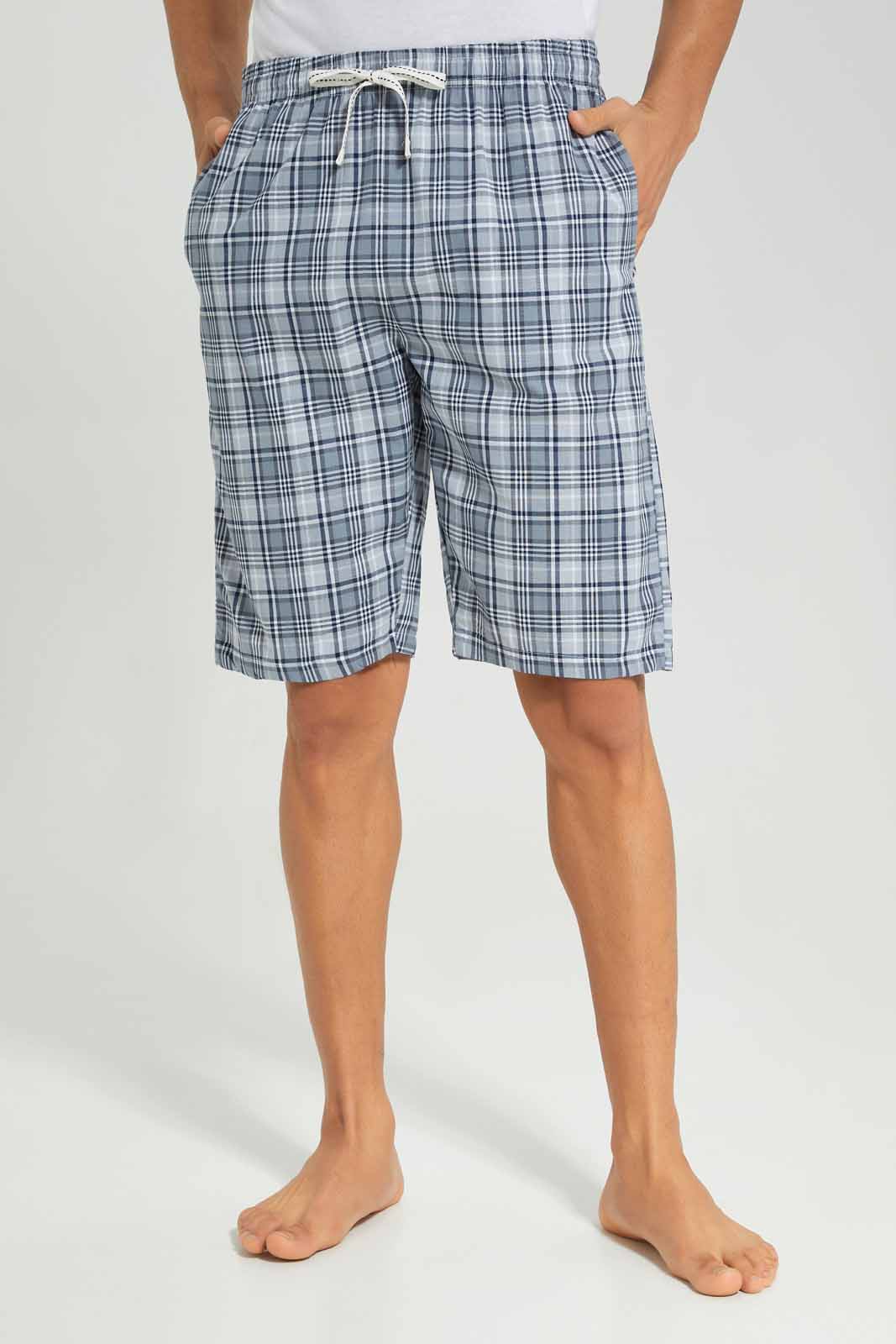 Redtag-White-Pyjama-Set-With-Check-Shorts-Category:Pyjama-Sets,-Colour:White,-Deals:New-In,-Filter:Men's-Clothing,-Men-Pyjama-Sets,-New-In-Men-APL,-Non-Sale,-Section:Men,-W22A-Men's-