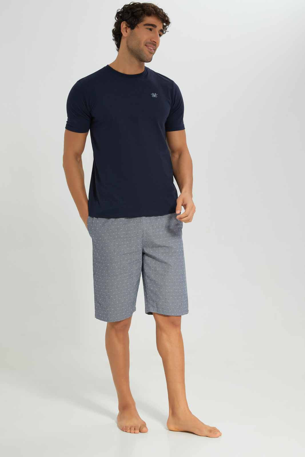 Men Grey And Navy Pyjama Set (2 Piece)