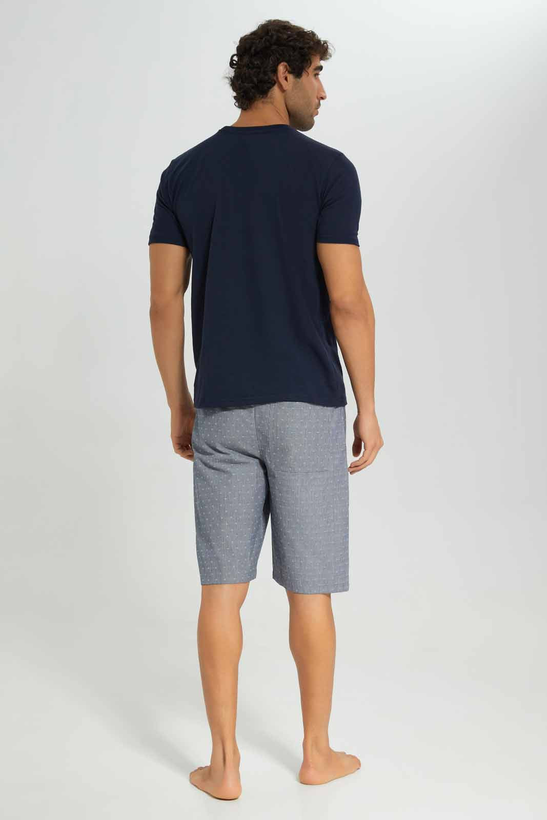 Men Grey And Navy Pyjama Set (2 Piece)